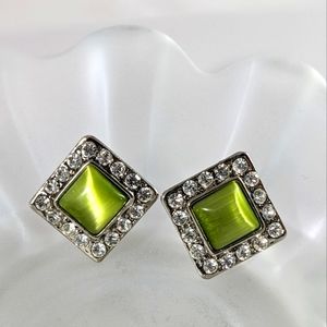 Green Tiger Eye and Swarovski earrings